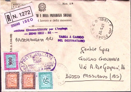 1991-Segnatasse Lire 50, 100 E Coppia 500,apposti Su Raccomandata, Tassa A Caric - 1991-00: Storia Postale