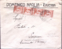1922-Michetti Striscia Di Quattro C.20 Su Busta Ravenna (16.2) Per La Svizzera - Poststempel