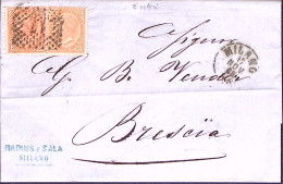1868-effigie Due C.10 Su Lettera Completa Di Testo Milano (17.11) - Poststempel