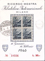 1946-PERFORATI Democratica Blocco Quattro C.40 Perfin M.F.I.M.su Cartoncino Rico - Expositions