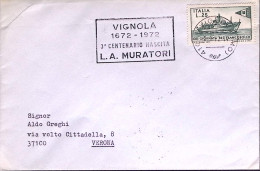 1972-VIGNOLA C.2 (6.9) + 3 ANNIVERSARIO NASCITA MURATORI Annullo A Targhetta Su  - 1971-80: Marcophilia