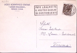 1954-REGGIO EMILIA C.2 (17.3) + DOVERE DI CONTRIBUENTI Annullo Targhetta Su Cart - 1946-60: Marcophilia