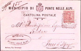 1902-PONTE NELLE ALPI C.2 (15.5) Su Cartolina Affrancata Floreale C.10 - Marcophilia