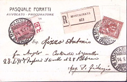 1917-Floreale C.2 + LEONI C.10 Su Cartolina/stampe Raccomandate Montagnana (14.1 - Poststempel