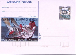 1992-Cartolina Postale Lire 700 Sopr. IPZS AMERICA'S CUP Nuova - Entiers Postaux