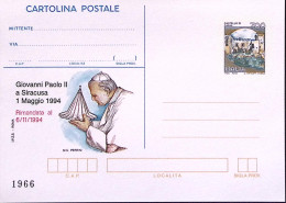1994-Cartolina Postale Sopr. IPZS Siracusa Viaggio Giovanni Paolo II^sopr.in Ros - Stamped Stationery