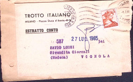 1965-Michelangiolesca Lire 5 Isolato Su Estratto Conto Giornali TROTTO ITALIANO  - 1961-70: Marcofilie