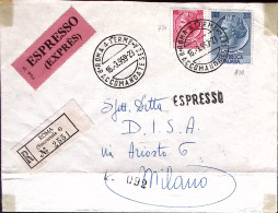 1959-SIRACUSANA Grande Lire 200+Siracusana Lire 35 Su Raccomandata Espresso Roma - 1946-60: Marcofilia