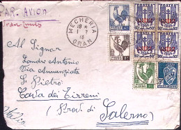 1946-DEPOT MECHERIA Manoscritto Al Verso Di Busta Posta Aerea Affrancata Algeria - Guerra 1939-45
