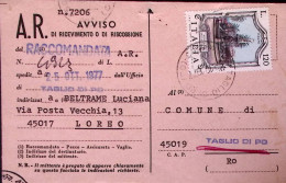 1977-PALMI FONTANA DELLA PALMA Lire 120 Isolato Su Avviso Ricevimento - 1971-80: Poststempel