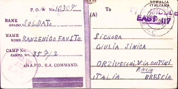 1943-P.O.W. CAMP 357/2 Manoscritto Su Cartolina Postale Somalia Italiana Decapit - Weltkrieg 1939-45