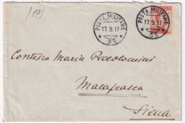 1917-Posta Militare 56 Del 17.9 Lettera Affrancata 20c.Michetti - Marcofilía