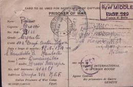 1943-P.O.W. CAMP 313 Ovale E Manoscritto Su Cartolina Franchigia (30.5) Da Prigi - Guerre 1939-45
