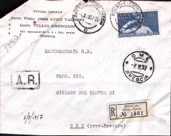 1957-Canova Lire 80 Isolato Su Raccomandata Brescia (6.9) - 1946-60: Poststempel