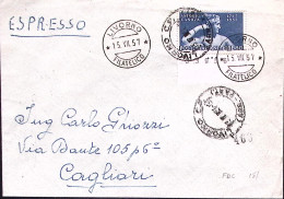 1957-CANOVA Lire 80 Isolato Su Busta Livorno (15.7 F.D.C.) - 1946-60: Poststempel