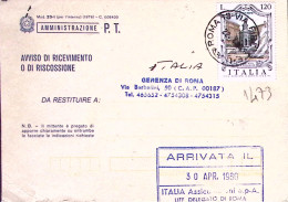 1980-ACQUI LA BOLLENTE Lire 120 Isolato Su Avviso Ricevimento - 1971-80: Marcofilia