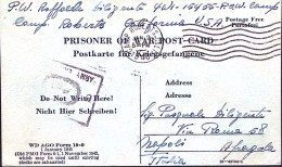1945-P.O.W. CAMP ROBERTS Manoscritto Su Cartolina Franchigia (31.12) Da Prigioni - Oorlog 1939-45