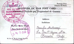 1943-P.O.W. CAMP MONTICELLO Manoscritto Su Cartolina Franchigia (18.8) Da Prigio - Oorlog 1939-45