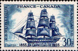 France Poste N** Yv:1035 Mi:1061 France-Canada 1855 La Capricieuse 1955 (Voilier) - Nuevos