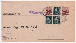 1946-Democratica Due C.10 E Tre C.60 (543+548) Su Piego Truccazzano (23.11) - 1946-60: Marcofilia