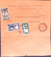 1951-FESTA ALBERI Lire 10+ Italia Lavoro Lire 1 E 2, Su Piego Comunale Castelnov - 1946-60: Marcophilia