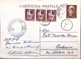 1947-Cartolina Postale Lire 1,20 Con Aggiunta Democratica Striscia Di Tre Lire 2 - 1946-60: Poststempel