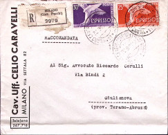1949-Espresso Lire 25 E 30, Su Raccomandata Milano (30.8) - 1946-60: Poststempel