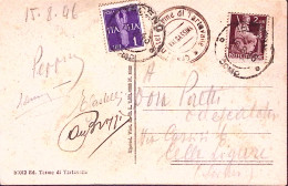 1946-Posta Aerea Lire 1 + Democratica Lire 2 Su Cartolina ( Tartavalle Terme) Co - Lecco