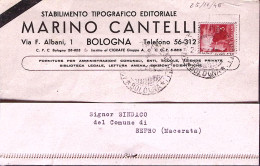 1946-AGENZIA T.T. CANTELLI/BOLOGNA C.2 (25.10) Su Cartolina Con Intestazione Sta - 1946-60: Poststempel