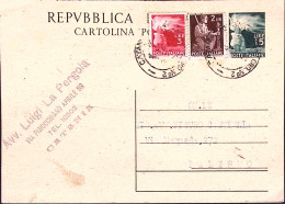 1951-Cartolina Postale Democratica Lire 15 Con Aggiunti Democratica Lire 2 E 3, - 1946-60: Marcofilia