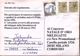 1992-Siracusana Coppia Lire 50 (fuori Corso) + Castelli Lire 500, Su Cartolina C - 1991-00: Marcofilie