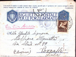 1943-DISTACCAMENTO MARINA VALONA Tondo E Lineare Al Verso Di Biglietto In Franch - War 1939-45