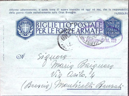 1943-PONTONE ARMATO/G.M.192 Ovale E Al Retro Lineare, Su Biglietto Franchigia (6 - Guerre 1939-45