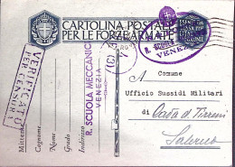 1942-R. SCUOLA MECCANICI/Venezia Lineare E Ovale Su Cartolina Franchigia Venezia - War 1939-45