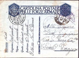 1943-COMANDO MARINA 948 (SUDA) Tondo Su Cartolina Franchigia (7.7) Fori Di Spill - War 1939-45