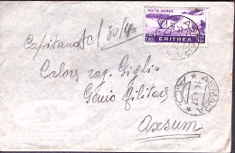 1937-Posta Aerea Lire 1,50 Isolato Su Busta Via Aerea Asmara (14.4) - Poststempel