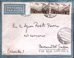 1938-Posta AREA Due C.50, Su Busta Via Aerea Asmara (22.3) - Poststempel