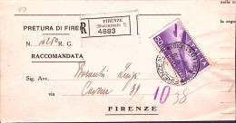 1950-Posta Aerea Lire 50, Isolato Su Piego Comunale Raccomandato - 1946-60: Poststempel