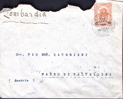 1914-SOMALIA LEONE Sovrastampato C.15/a2, Isolato, Su Busta Merca (22.11) Dente  - Somalia