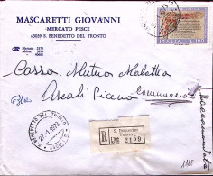 1973-DIVINA COMMEDIA Lire 180, Isolato, Su Raccomandata S. Benedetto T. (27.1) - 1971-80: Marcophilia