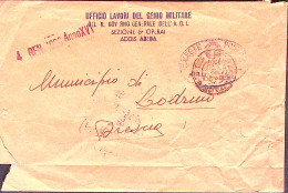 1937-UFFICIO GENIO MILITARE Lineare Su Busta Rossa E Ovale Regie Poste Addis Abe - Guerra 1939-45