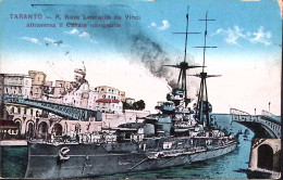 1919-COMMISION MILITAIRE GARE DE LYON Tondo Su Cartolina Taranto R.Nave Leonardo - Marcophilie