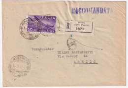 1949-Posta Aerea Lire 50 (134) Isolato Su Raccomandata Roma (14.3) - 1946-60: Marcophilie