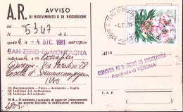 1981-FLORA Lire 200, Oleandro, Isolato Su Avviso Ricevimento - 1981-90: Marcophilia