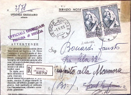 1955-VESPUCCI Coppia Lire 60, Su Notificazioni Atti Giudiziari Brescia (1.4) - 1946-60: Poststempel