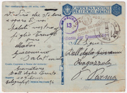 1943-Posta Militare/n.ro 14 C.2 (8.8) Su Cartolina Franchigia - Marcophilia