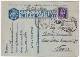 1942-Posta Militare/n. 12 C.2 (27.5) Su Cartolina Franchigia Via Aerea - Marcophilie