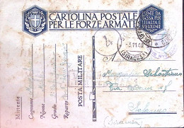 1940-R.N. SAN GIORGIO Tondo Viola Su Cartolina Franchigia Fori Di Spillo - War 1939-45