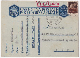 1941-Posta Militare/n. 17 C.2 (22.11) Su Cartolina Franchigia Via Aerea - Marcophilia