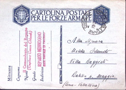 1942-REPARTO NEBBIOGENO/BASE NAVALE PALERMO Lineare Rosso Su Cartolina Franchigi - War 1939-45
